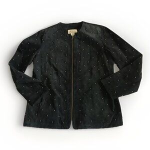 Louis Dell'Olio 100% Leather Suede Studded Leather Jacket Black Size Medium‎